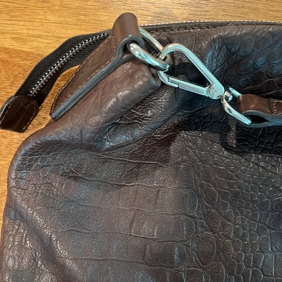 GIANNI CHIARINI Brown Croc Embossed Leather Hobo Handbag - Picture 7 of 14